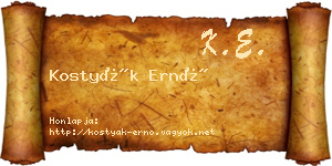 Kostyák Ernő névjegykártya